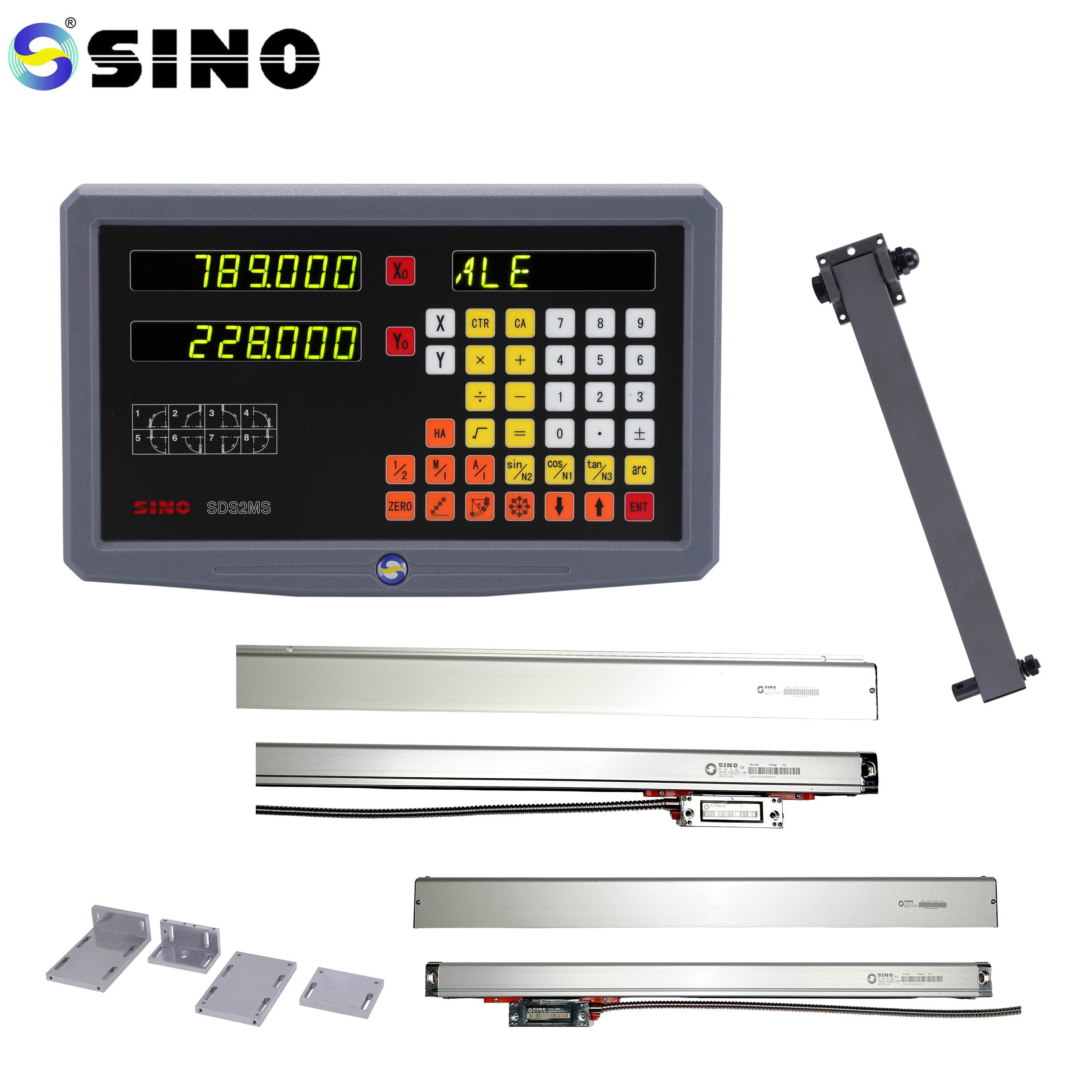 3-Axis Digital Readout System DRO SINO SDS2-3MS Glass Linear Ruler For ...